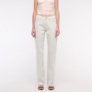 NEW Abercrombie & Fitch Women's Light Silver Grey Low Rise Baggy Jeans